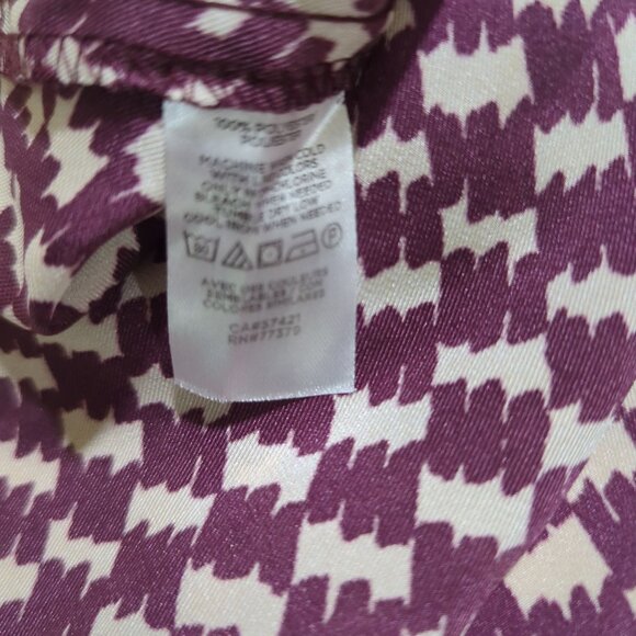 Ann Taylor Blouse Tunic Women's Sz M red white houndstooth long sleeve‎ - Picture 7 of 11